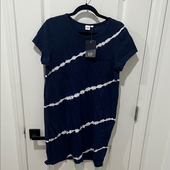 GAP Dark Blue Tie-Dye T-Shirt Dress Size Large - Picture 1 of 4